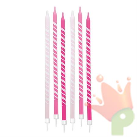 CANDELINE MATITA + SUPPORTO STRIPES FUCSIA 6PZ