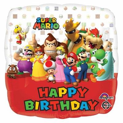 PALLONCINO MYLAR 18INCH SUPER MARIO BROS HAPPY BIRTHDAY
