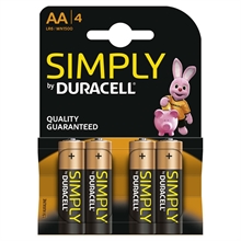 BATTERIE PILA DURACELL SIMPLY AA STILO 4 PZ BATTERIE 1,5 V