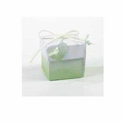 SCATOLINA FONDO E COPERCHIO 5X5X5 ACQUERELLO VERDE 20PZ