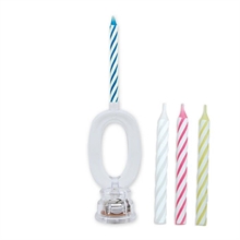 Porta Candeline con Lampeggiante 7,5 cm Numero 0 + Candeline Ass