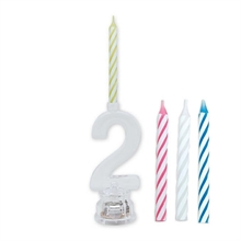 Porta Candeline con Lampeggiante 7,5 cm Numero 2 + Candeline Ass