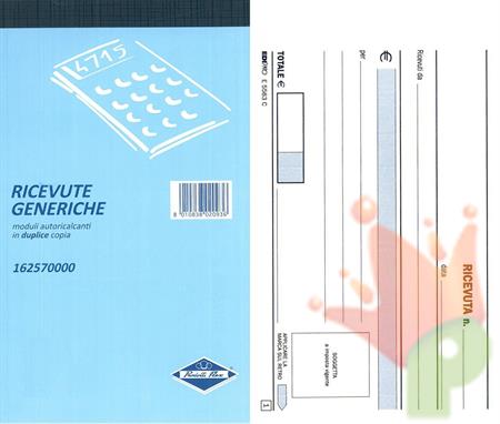 RICEVUTE GENERICHE DUPLICE COPIA 10X17CM