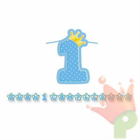 KIT SCRITTA MAXI BUON 1° COMPLEANNO CELESTE 6MT