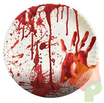 PIATTI INSANGUINATI 23CM 8PZ DECORAZIONI TAVOLA HORROR HALLOWEEN
