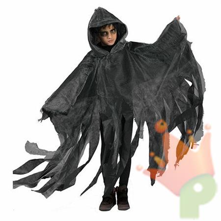 MANTELLO TUNICA CON CAPPUCCIO GRIGIA CARNEVALE BAMBINI D6