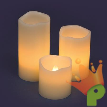Set 3 Candele Ø5cm Avorio 1 LED CLASSIC effetto Fiamma a Batteri