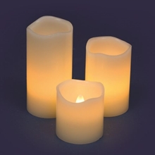 Set 3 Candele Ø5cm Avorio 1 LED CLASSIC effetto Fiamma a Batteri