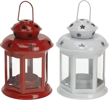 LANTERNA P/TEALIGHT 14X9 CM 2 ASS ROSSE E BIANCHE