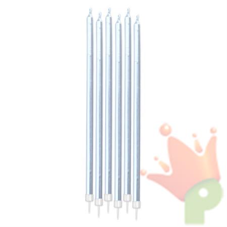 CANDELINE MATITE METAL ARGENTO + SUPPORTO 15CM 6PZ