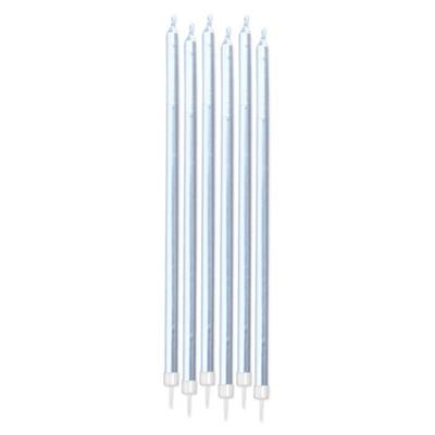 CANDELINE MATITE METAL ARGENTO + SUPPORTO 15CM 6PZ