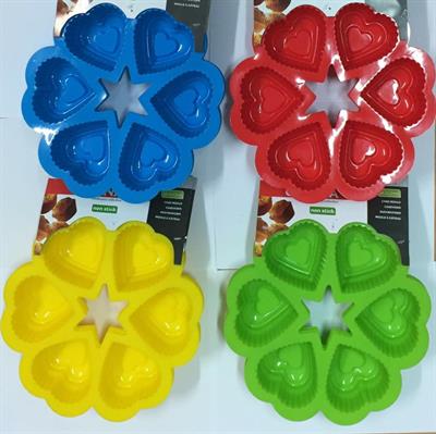 STAMPO IN SILICONE FORMA CUORI 24,7X24,7CM 4 COLORI ASSORTITI