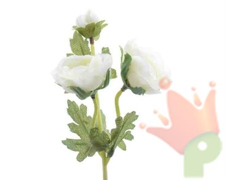 RANUNCULIS IN SETA CON GAMBO 28CM BIANCO