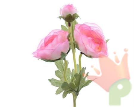 RANUNCULIS IN SETA CON GAMBO 28CM ROSA
