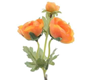 RANUNCULIS IN SETA CON GAMBO 28CM ARANCIO