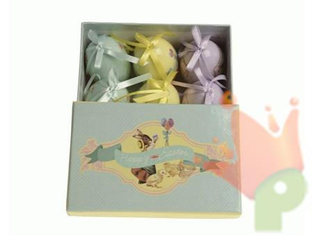 UOVA IN SCHIUMA CON GANCIO 6CM COLORI ASSORTITI 6PZ