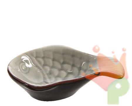 COPPETTA IN PORCELLANA FORMA PESCE 11X8X3CM GRIGIO CHIARO