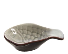 COPPETTA IN PORCELLANA FORMA PESCE 11X8X3CM GRIGIO CHIARO