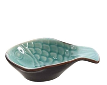 COPPETTA IN PORCELLANA FORMA PESCE 11X8X3CM ACQUA