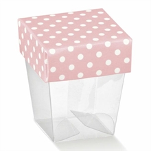 SCATOLA CON COPERCHIO ROSA POIS 33X33X50 MM ATELIER ROSA 10PZ