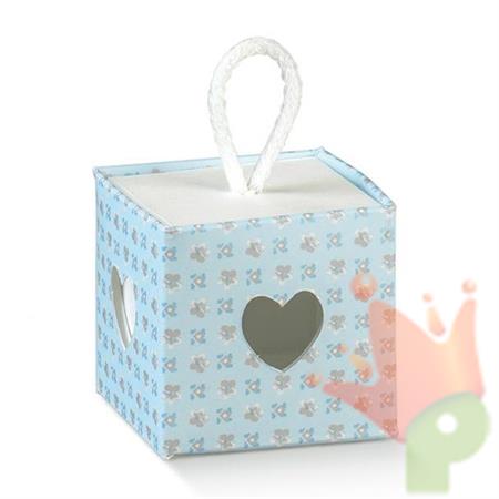 SCATOLINA CON CORDINO 50X50X50 BLOOM AZZURRO 10PZ