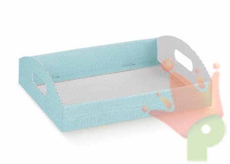 CONTENITORE IN CARTONE CON MANICI 435X290X45MM SETA CELESTE