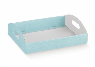 CONTENITORE IN CARTONE CON MANICI 435X290X45MM SETA CELESTE