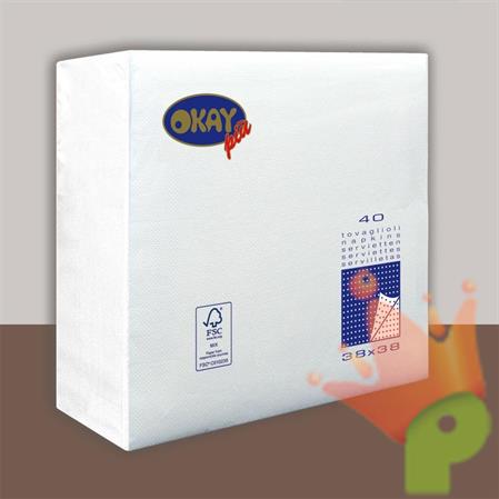 TOVAGLIOLI 38X38 2V PUNTA/PUNTA BIANCO 40PZ