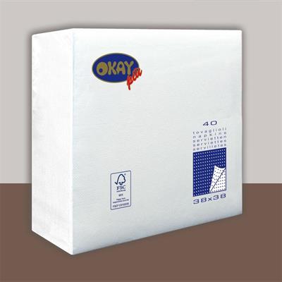 TOVAGLIOLI 38X38 2V PUNTA/PUNTA BIANCO 40PZ