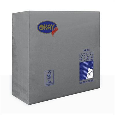 TOVAGLIOLI 38X38 2V PUNTA/PUNTA GRIGIO 40PZ