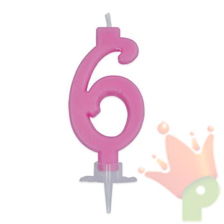 CANDELINA NUMERO 6 CERA ITALIC ROSA 7CM