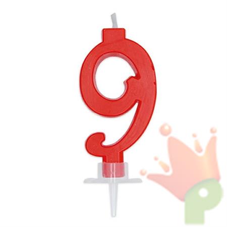 CANDELINA NUMERO 9 CERA ITALIC ROSSO 7CM