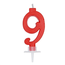 CANDELINA NUMERO 9 CERA ITALIC ROSSO 7CM