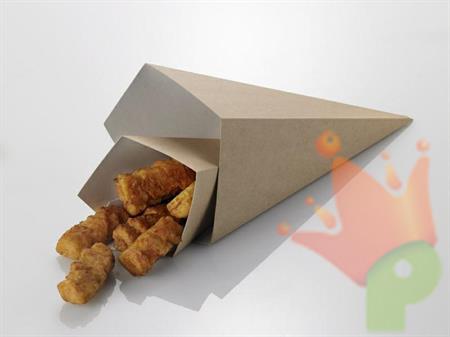 CONO DA FRITTI KRAFT AVANA/BIANCO 7X7XH.17,5CM 200ML 50PZ