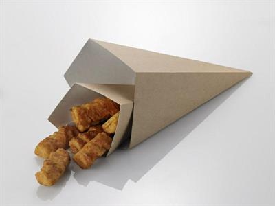 CONO DA FRITTI KRAFT AVANA/BIANCO 7X7XH.17,5CM 200ML 50PZ