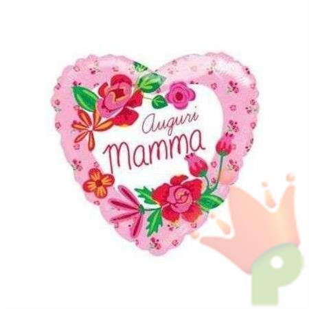 PALLONCINO MYLAR 18INCH CUORE AUGURI MAMMA