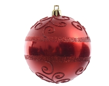 PALLINA PER ALBERO DECORO ROSSO dia8cm