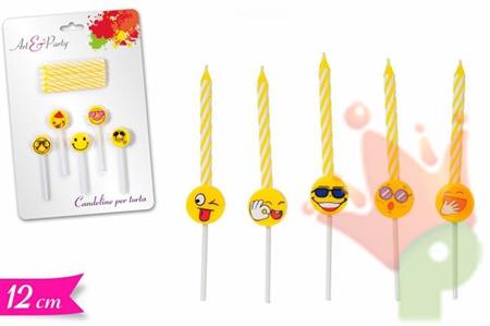 CANDELE EMOTICON 12CM ASSORTITI 5 PZ