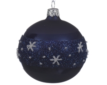 PALLINA PER ALBERO BLU CON DECORO FIOCCO DI NEVE