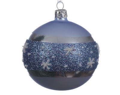 PALLINA PER ALBERO BLU CON DECORO FIOCCO DI NEVE