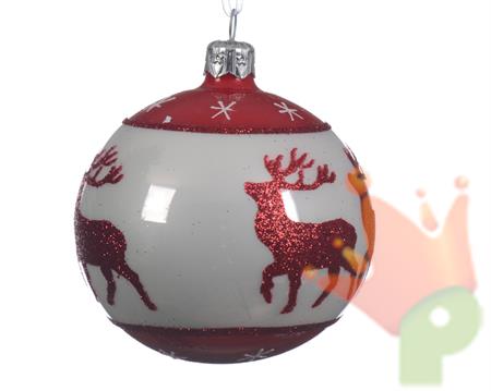 PALLINA PER ALBERO ROSSA CON DECORO NATALIZIO