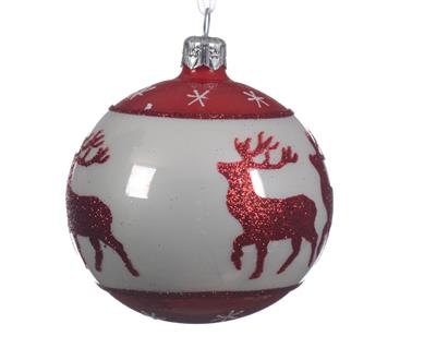 PALLINA PER ALBERO ROSSA CON DECORO NATALIZIO