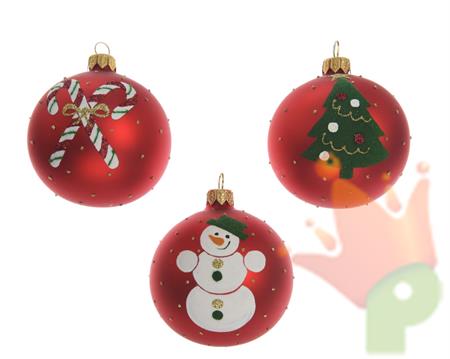PALLINA PER ALBERO ROSSA DECORATA ASS