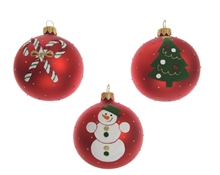 PALLINA PER ALBERO ROSSA DECORATA ASS