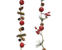 pinecone garland w apples 2ass red 6x110cm