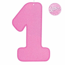 NUMERO 1 36X23CM GLITTER ROSA