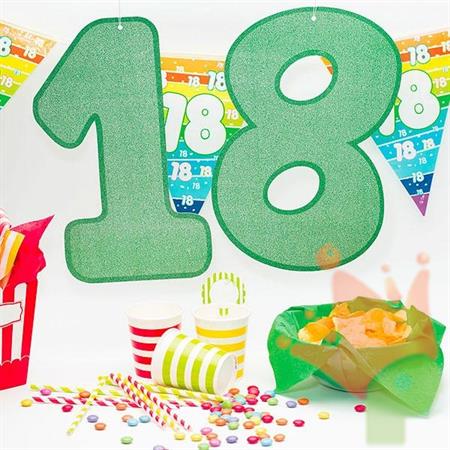 NUMERO 18 36X23CM GLITTER VERDE