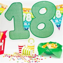 NUMERO 18 36X23CM GLITTER VERDE