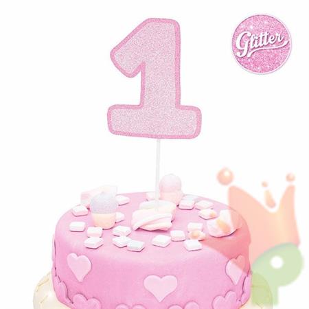 PICK NUMERALE N.1 GLITTER ROSA