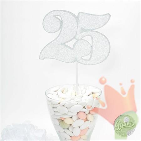 PICK NUMERALE N.25 GLITTER ARGENTO